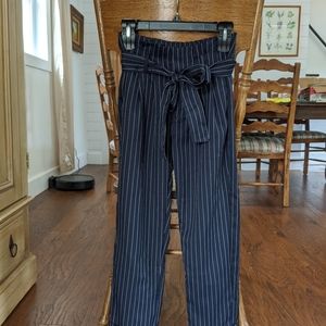 Pinstripe high waisted/tie indigo rein trousers